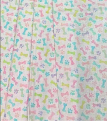 Fabric Traditions Easter Puppy Paws and Bones Pink 100% Cotton Price per Yard - Image 1 of 3