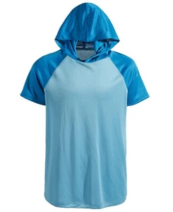 ID IDEOLOGY Big Boys Colorblocked Hooded T-Shirt Sapphire Lake (Blue) Size S (8) - Picture 1 of 2