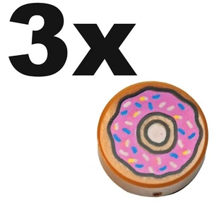 NEW LEGO - Tiles - Round 1x1 - Decorated - Doughnut w/ Sprinkles x3- 10255 71016 - Picture 1 of 1
