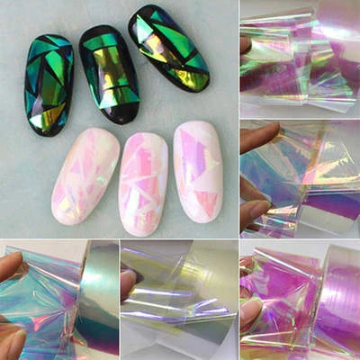 ARTLALIC 5 Fogli Adesivi Olografici Nail Art Iridescenti su Pellicola Glitter Cellophane