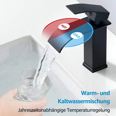 Wasserhahn Waschtischarmatur Wasserfall Badarmatur Bad Waschbecken Mischbatterie - Bild 1 von 4