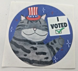 AUTHENTIC Michigan I Voted 2024 Election Sticker - Cat Hat Harris Trump - Picture 1 of 1