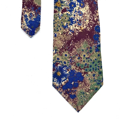 "Corbata para hombre Geoffrey Beene diseño floral multicolor 3,75x57"" toda seda hecha a mano" Foto 1 de 4