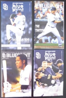 Lot of 4 different San Diego Padres Blue Print Playbills 2010 and 2011 - Image 1 of 3