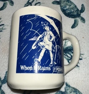 Vintage Morton Salt 1921 Logo When It Rains It Pours Coffee Mug Cup Japan - Picture 1 of 4
