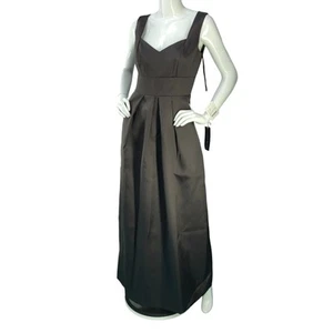 Alfred Sung Damen Größe 6 Kleid Abendkleid Plissee Brautjungfer dunkelgrau Taschen - Bild 1 von 15