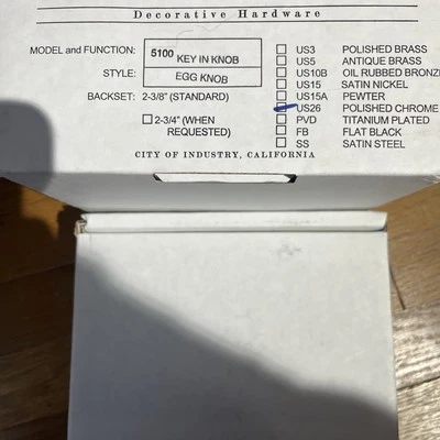 Emtek 5100WUS26 Llave en Perilla Huevo Perilla Bloqueo Puerta Perilla Juego Cromo Pulido Foto 1 de 4