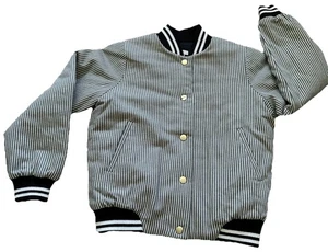 French Design Zef Paris Kids Bomber Jacket Size 10 Striped Blouson Quilted - Picture 1 of 7