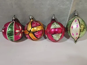 "Juego de 4 adornos navideños Polonia Fantasia soplados a mano 3"" pintados a mano" - Imagen 1 de 10