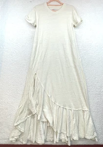 FP Beach Dress Womens Extra Small Cream Havana Tee Maxi Ruffle Boho Linen Cotton - Picture 1 of 11