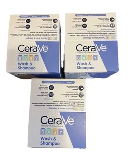 Cerave Baby Wash & Shampoo Travel Size 1 fl oz Lot Of 3 Boxes (45 Mini Bottles) - Picture 1 of 8