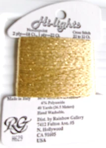 Rainbow Gallery ~ Hi-lights ~ Metallic Needlepoint Thread ~ H629 Yellow Gold - Picture 1 of 2
