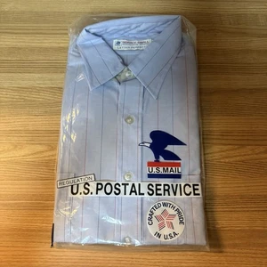 VTG Postal Service US Mail Button Shirt Long Sleeve Size 16x34 Pinstripe - Picture 1 of 3