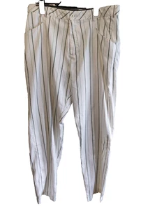 Ping Golf Trousers W38 L33 Flat Front White Green Black Mens Striped Pockets - Picture 1 of 13