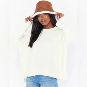 Show Me Your Mumu Oversized Jesse Sweater Cream Chenille Knit Size Small - Picture 1 of 12