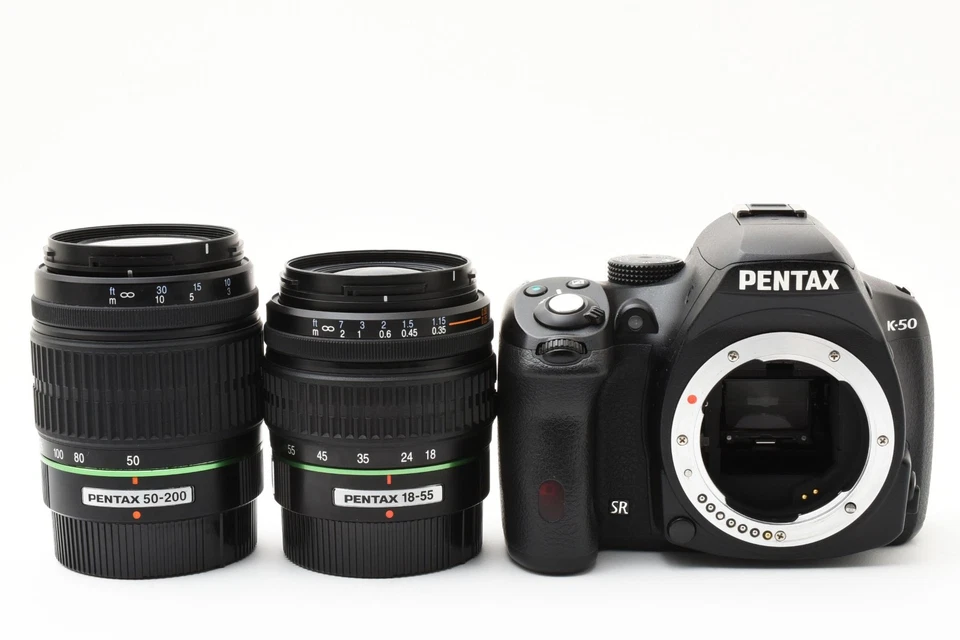PENTAX K-50 16.3MP Digital SLR Kamera Schwarz Körper Zwei Objektiv Set Japan - Bild 1 von 4