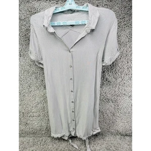 Short Jumpsuit Women Sz Medium Romper Striped A New Day White & Gray - Picture 1 of 8