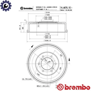 2x BRAKE DRUM 14.A676.10 FOR NISSAN PICKUP QD32 3.2L KA24DE/KA24E/Z24i 2.4L 4cyl - Picture 1 of 9