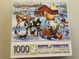 Bits & Pieces Puzzle "Snowy Farmyard Fun" von Mary Thompson 1000 Teile; NEU - Bild 1 von 5