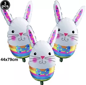 3 Pack Easter Bunny Head Balloons Rabbit Mylar 31.5 inch New USA Located - Picture 1 of 4