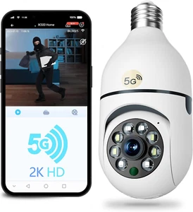 Cámara de Seguridad Bombilla 2K HD, 5G/2.4G Wifi PTZ Inalámbrica Exterior, Moti - Imagen 1 de 7