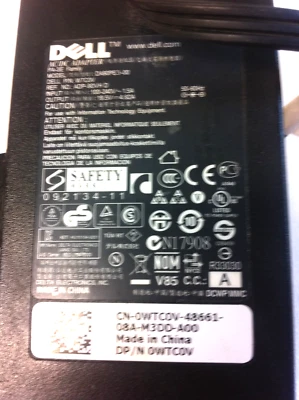 Adaptador de CA original Dell 90W 100-240V 1.5A 50-60Hz 19.5V 4.62A 0WTC0N WTC0V 149 Foto 1 de 3