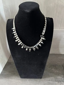 Vintage Express Signed Rhinestone & Silver Tone Fashion Necklace - Picture 1 of 11