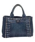 PRADA Bijou Denim Tote Bag Handbag Blue Auth/4828