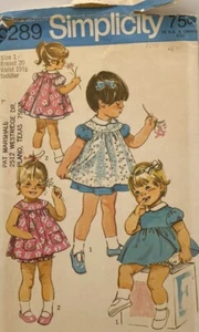 Vestido vintage 1971 Simplicity # 9289 para niño pequeño patrón de pantigas talla 1 sin cortar - Imagen 1 de 2