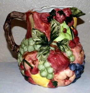 Block Country Orchard Ceramic Water Pitcher by Gear Hand Painted Vintage 1995 - Picture 1 of 16