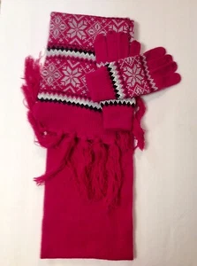 Womens Winter Pink Fashion Scarf And Gloves One Size - Picture 1 of 4