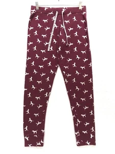 Victoria’s Secret PINK Sleepwear Legging Pants Women's Size M - Burgundy Silver - Picture 1 of 11