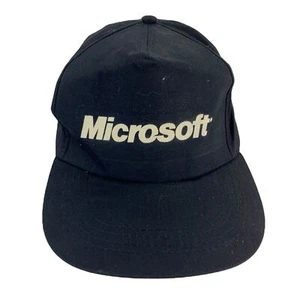 Vintage Microsoft schwarz weiß Promo USA bedruckt Herren verstellbare Druckknopflasche Kappe - Bild 1 von 9