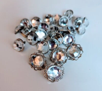 Álbumes de recortes artesanía grandes plata transparente diamantes de imitación brads adornos 26 un. Foto 1 de 4