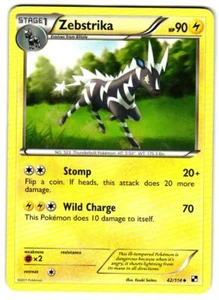 Pokemon Black and White Zebstrika (42) #42/114 Uncommon Lightly played - Bild 1 von 2