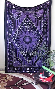 Twin Psychedelic Tapestry Celestial Sun and Moon Small Tapestries Indian Throw - Picture 1 of 3