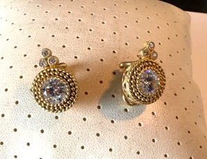 Judith Ripka Ohrringe Silber Gold plattiert Zirkonia / Diamonique - Bild 1 von 6