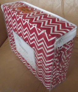 Majestic Rojo/Blanco Chevron 300TC 3 piezas XLTwin Sábana Estuche de Almohada Dormitorio/Universidad - Imagen 1 de 3