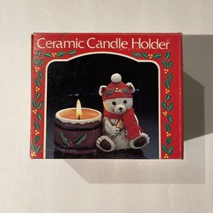 Christmas Bear Ceramic Candle Holder New In Box NIB - Picture 1 of 8