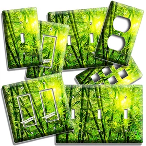 GREEN BAMBOO FOREST SUN FOR GOOD LUCK LIGHT SWITCH OUTLET WALL PLATE ROOM HD ART - Picture 1 of 35