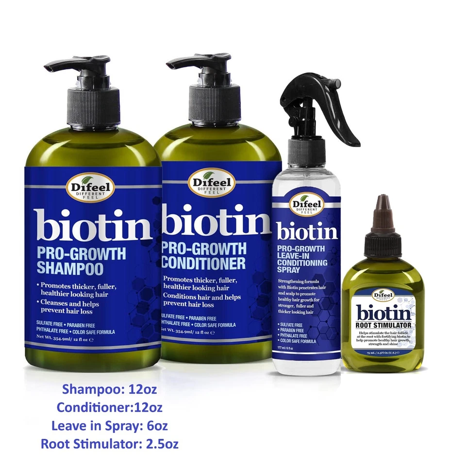 Difeel Biotin Regimen for Hair Growth - 12oz Shampoo and Conditioner 4 PC Set - Image 1 of 4