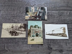 Lot of 4 Vintage 1908-1915 Automotive Car Railway Early Vehicle Post Cards - Picture 1 of 6
