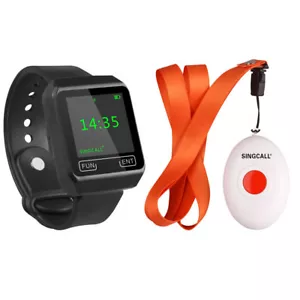 SINGCALL Wireless Calling System 1 Watch Receiver, 1 Button for Restaurant - Zdjęcie 1 z 11