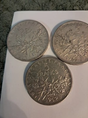 3anciennes Pièces De 5 Francs En Argent - Photo 1/4
