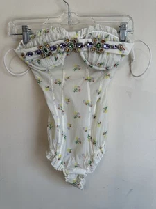 Body Shushu/Tong Estrás Incrustado Cristal Lencería Sin Mangas Top Talla 6 - Imagen 1 de 5