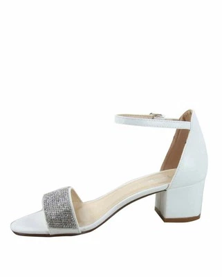 Sandalias para mujer de tacón bajo grueso punta abierta correa en el tobillo hebilla zapatos varias tallas nuevas Foto 1 de 2