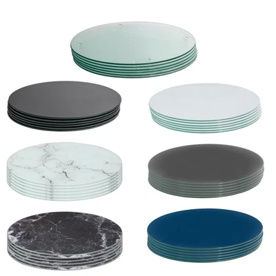 6x Round Glass Placemats 30cm Kitchen Dining Dinner Table Mats Set - Image 1 of 3