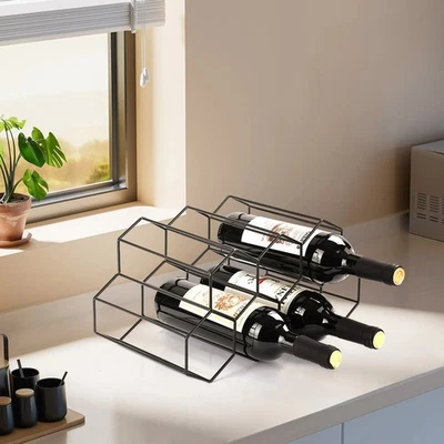 7 Bottles Countertop Wine Rack Iron Wine Stand Display Shelves Wine Holder  - Image 1 of 4