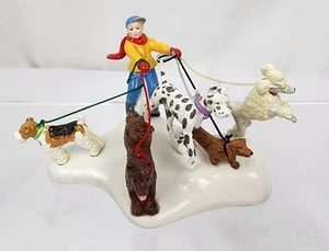 Dept 56 Snow Village Who's Walking Who? Dog Walker Dachshund Dog Terrier Poodle - Picture 1 of 7