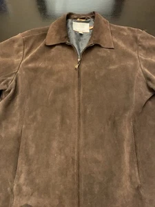 Vintage QUICKSILVER EDITION Size M 100% Genuine Leather Suede Jacket Brown Heavy - Picture 1 of 24